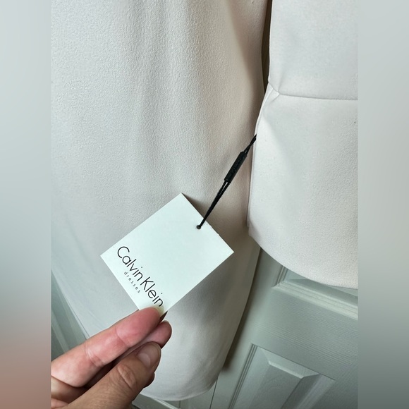 New CALVIN KLEIN Split Sleeve Sheath Dress Blossom Pale Pink Blush Wedding Work - Picture 10 of 15